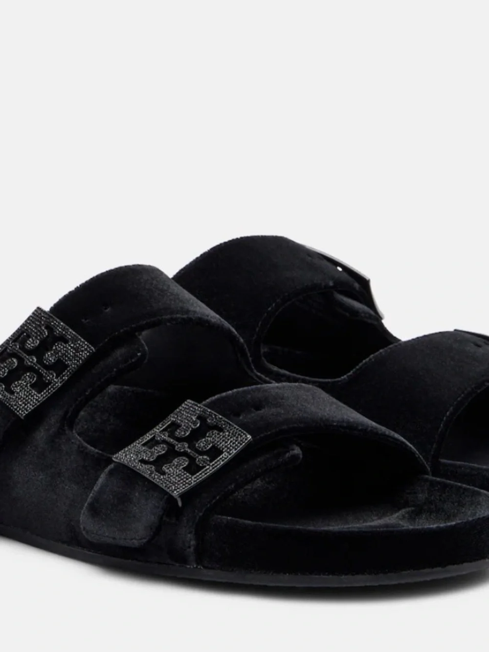 Tory Burch black Eleanor sandals velvet